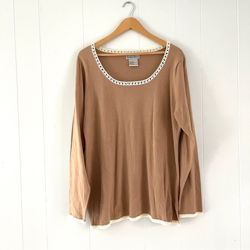 Bradley Bayou Womens Cashmere Blend Sweater Beige Large Quiet Luxury Minimalist
